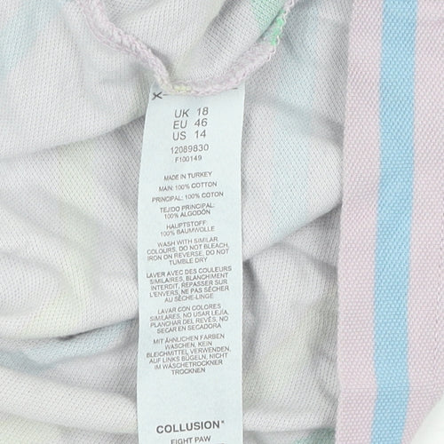 Collusion Women's Multicoloured Striped T-Shirt Size 18