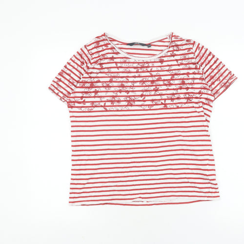 Edinburgh Woollen Mill Women's Red Striped T-Shirt Small