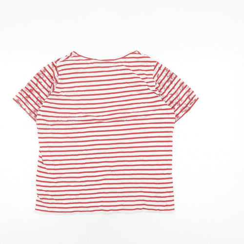 Edinburgh Woollen Mill Women's Red Striped T-Shirt Small