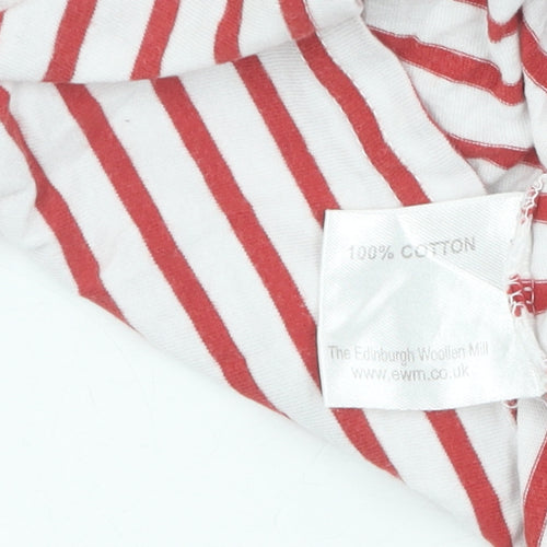 Edinburgh Woollen Mill Women's Red Striped T-Shirt Small