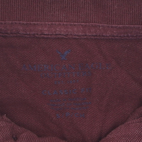 American Eagle Men's Burgundy Classic Fit Polo S