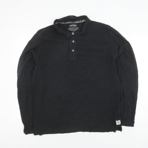 Fat Face Men's Black Henley Shirt L Button Accents