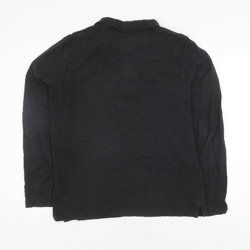 Fat Face Men's Black Henley Shirt L Button Accents