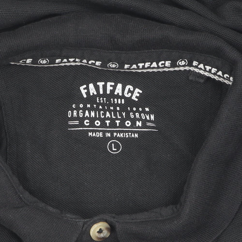 Fat Face Men's Black Henley Shirt L Button Accents