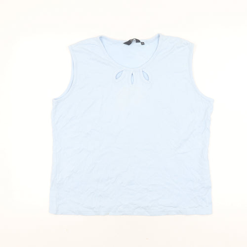 ISLE Women's Blue Cotton Sleeveless Tank Top L