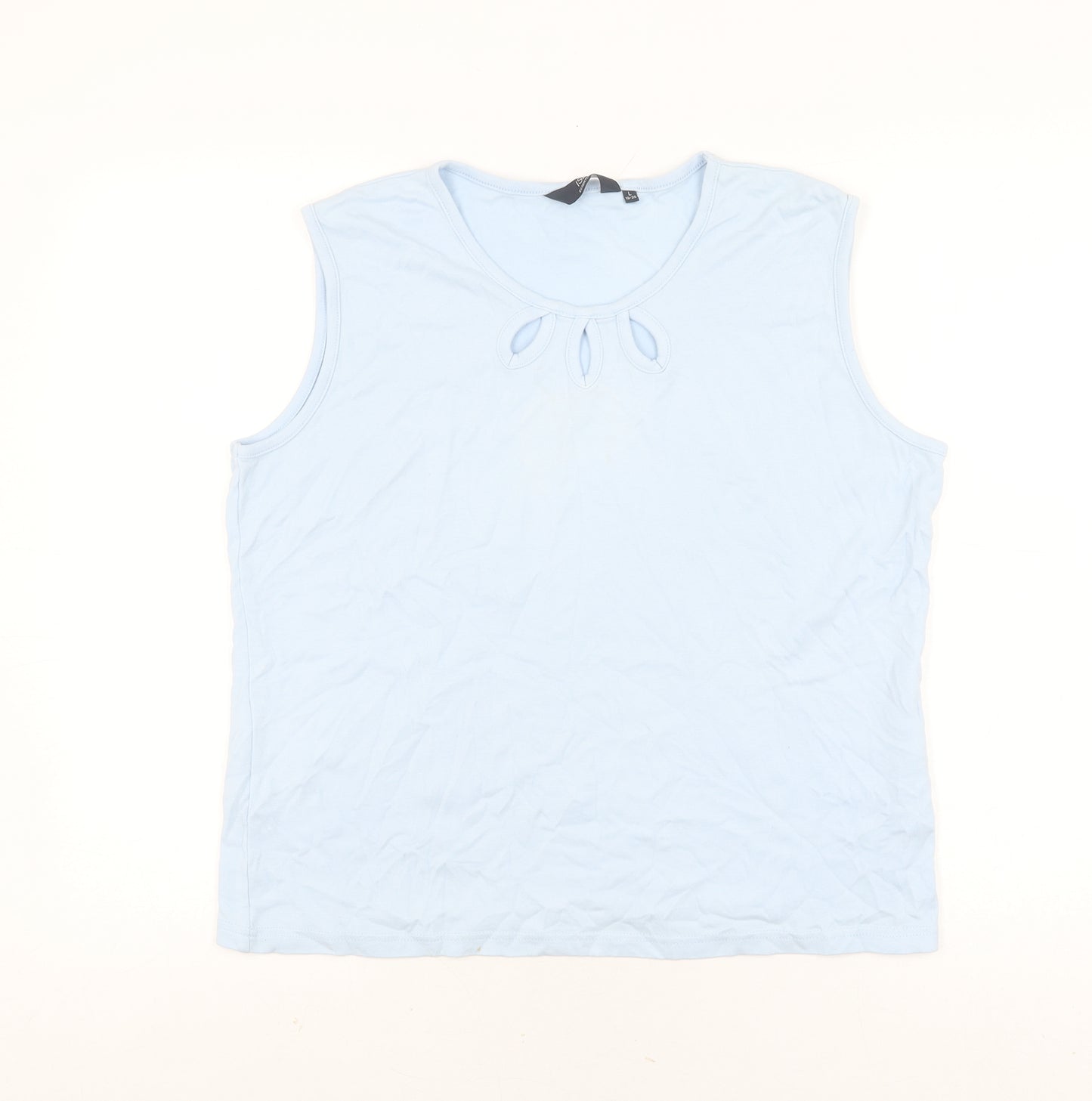 ISLE Women's Blue Cotton Sleeveless Tank Top L