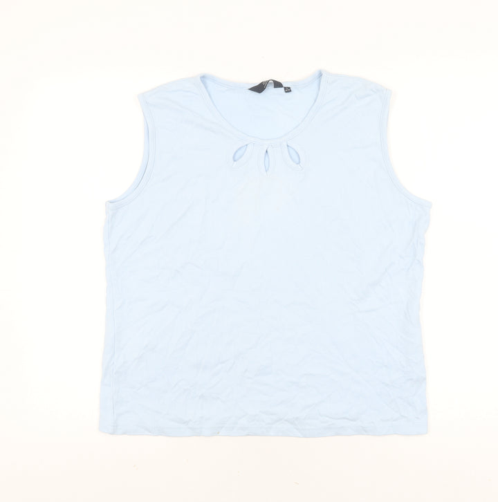 ISLE Women's Blue Cotton Sleeveless Tank Top L