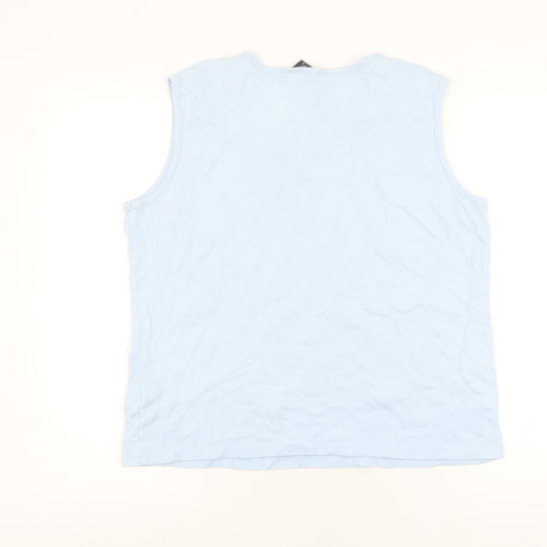 ISLE Women's Blue Cotton Sleeveless Tank Top L