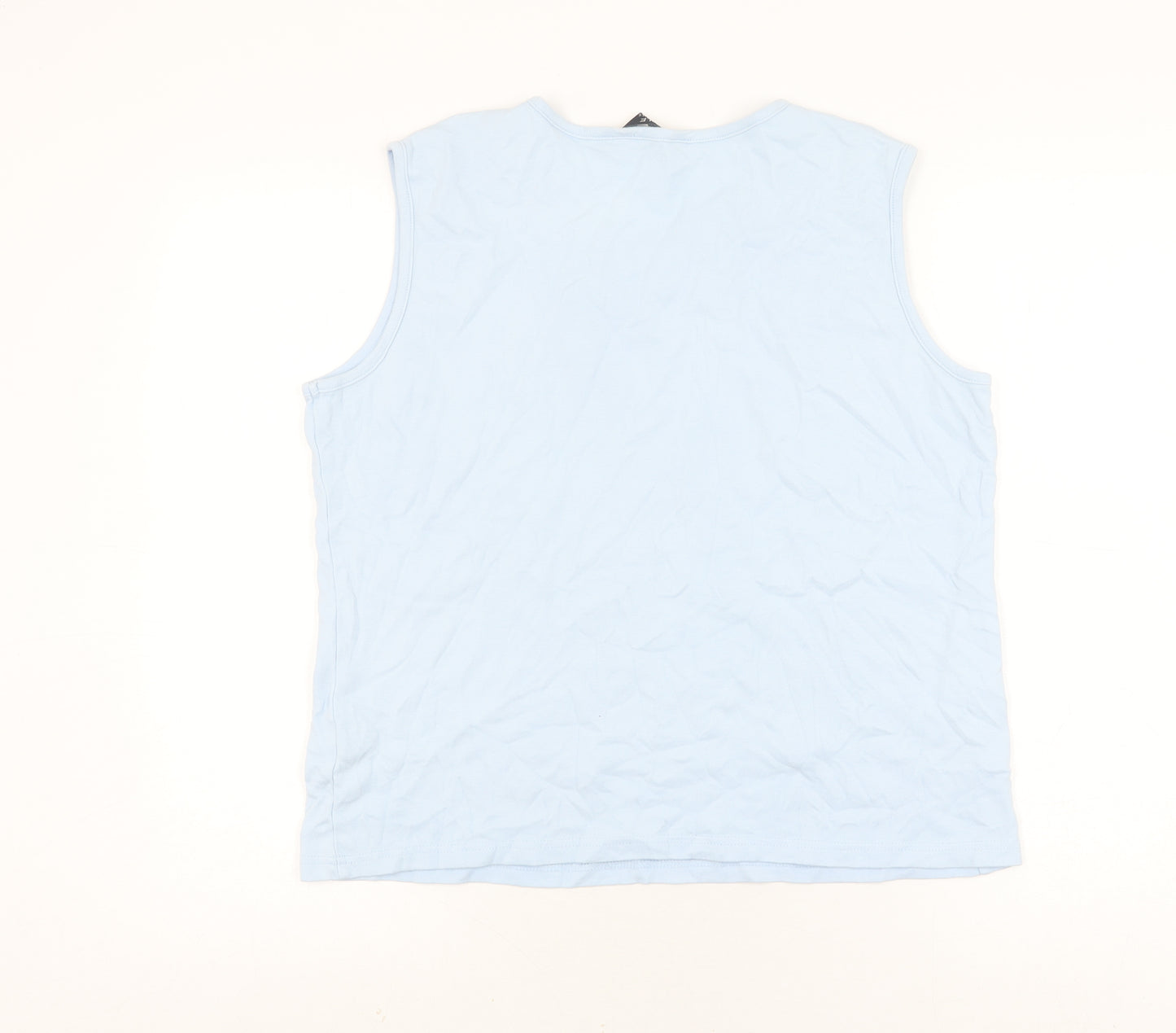 ISLE Women's Blue Cotton Sleeveless Tank Top L
