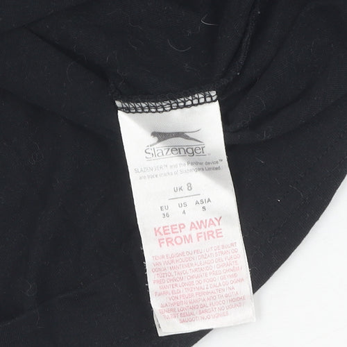 Slazenger Women's Black T-Shirt UK 8 Short Sleeve Crew Basic