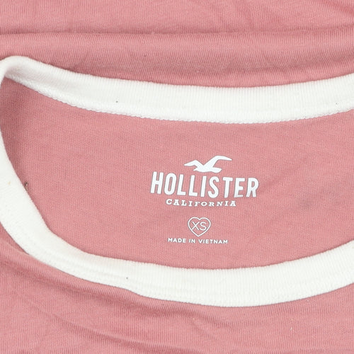 Hollister Women's XS Pink Ringer T-Shirt Casual