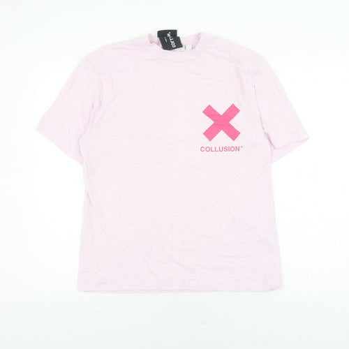 Collusion Unisex Pink XS Crew Neck T-Shirt