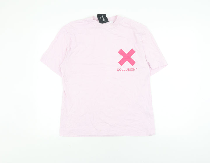 Collusion Unisex Pink XS Crew Neck T-Shirt