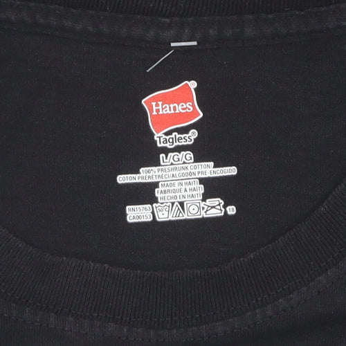 Hanes Men's Black Sports Graphic T-Shirt L