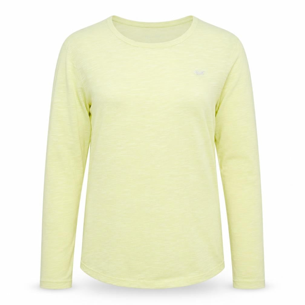 Front view of Röhnisch Women's Yellow Long Sleeve Activewear Top Medium