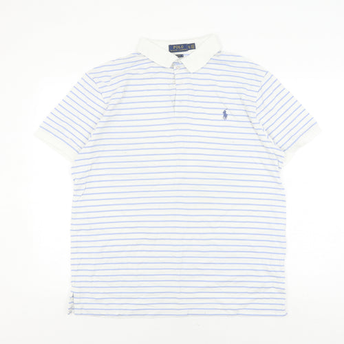 Polo Ralph Lauren Men's White Striped Slim Polo XL
