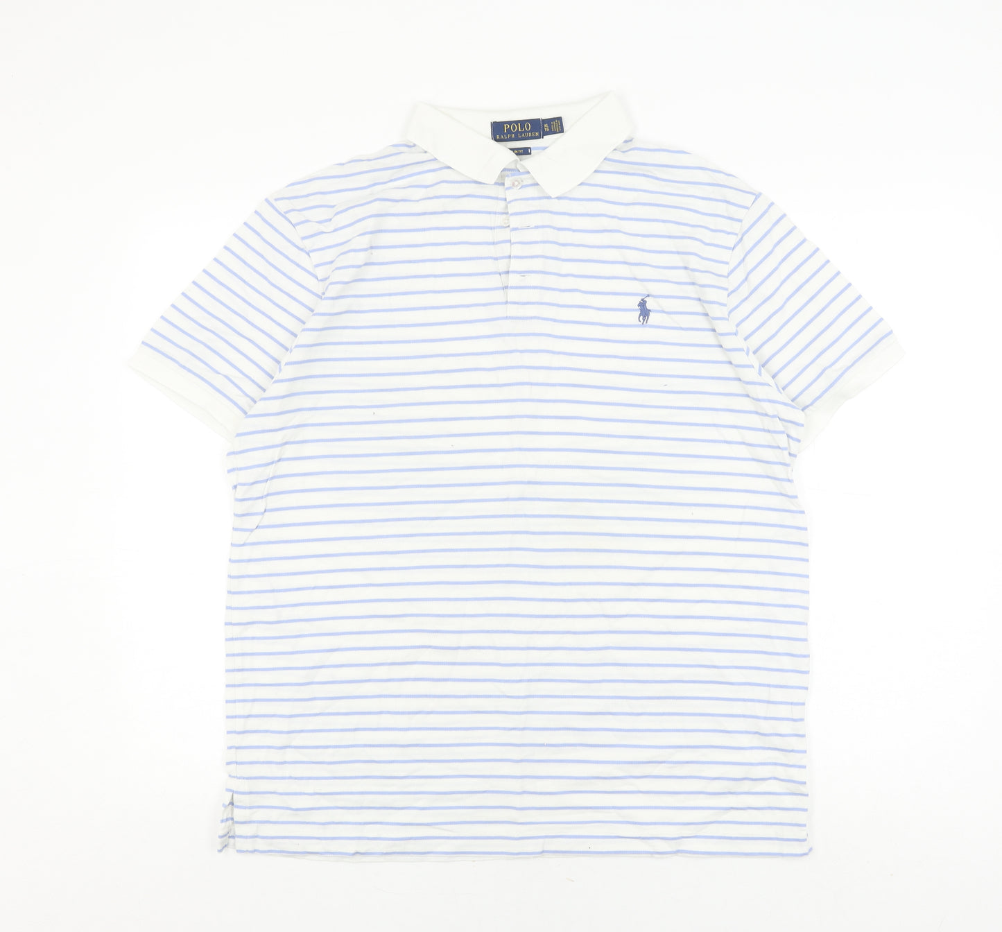 Polo Ralph Lauren Men's White Striped Slim Polo XL