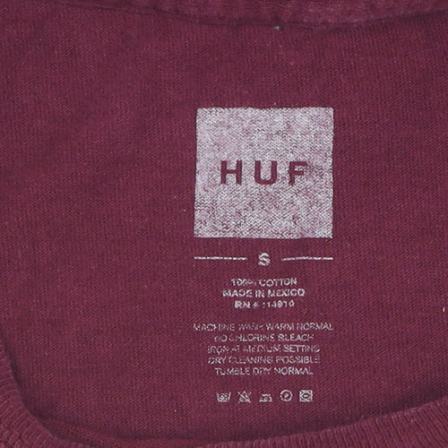 HUF Men's Red Small Logo Cotton T-Shirt