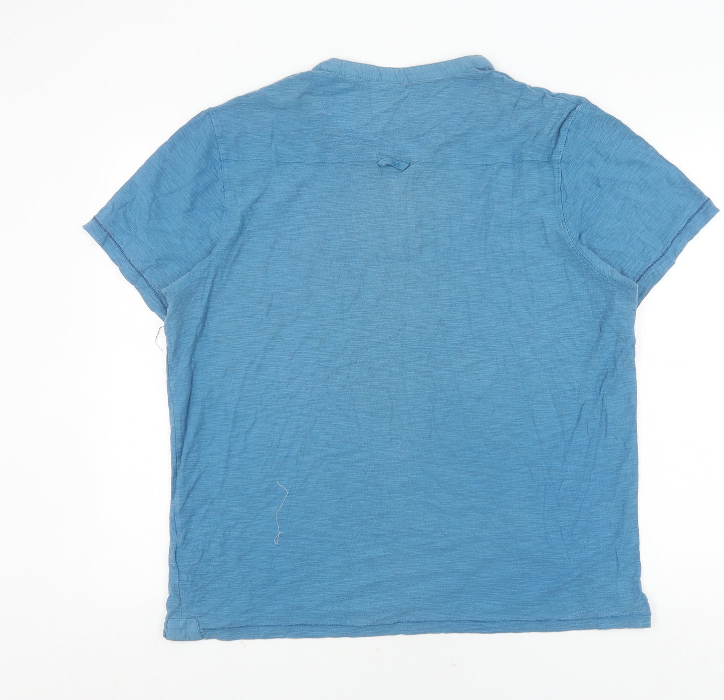 Mantaray Men's Blue Henley T-Shirt, L, Cotton, Vintage Style