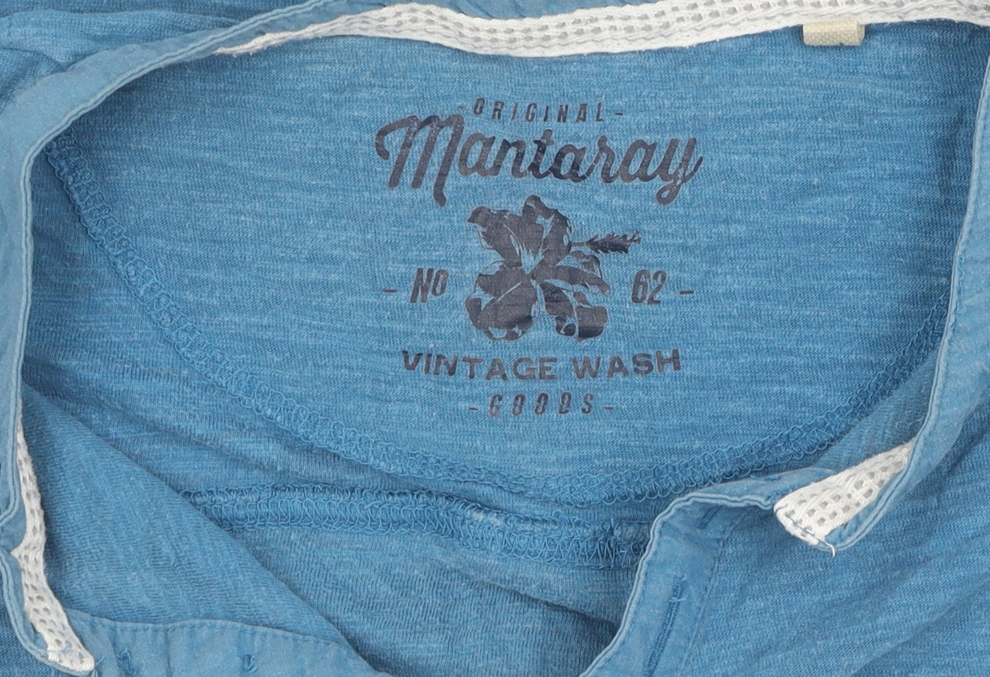 Mantaray Men's Blue Henley T-Shirt, L, Cotton, Vintage Style