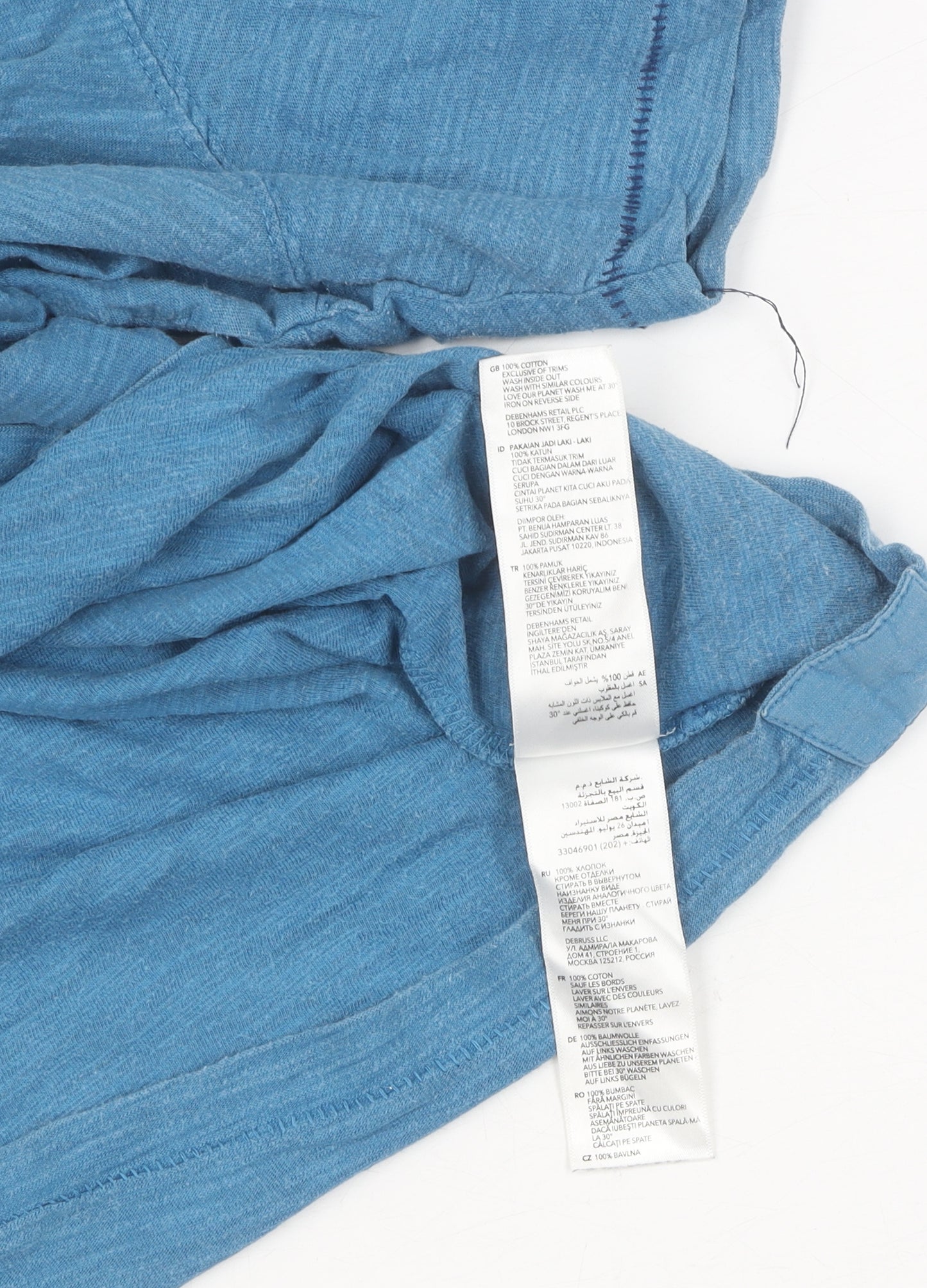 Mantaray Men's Blue Henley T-Shirt, L, Cotton, Vintage Style