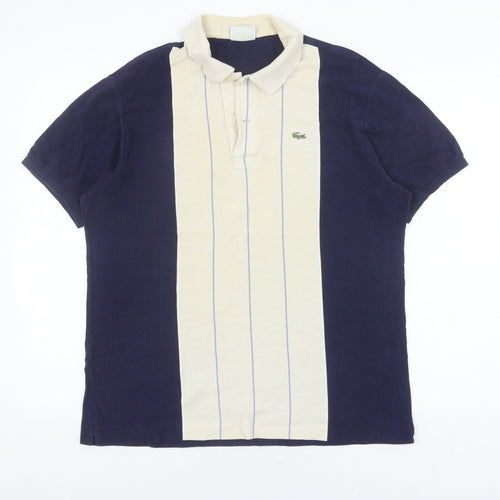 Lacoste Men's Blue Striped Cotton Polo, Size L