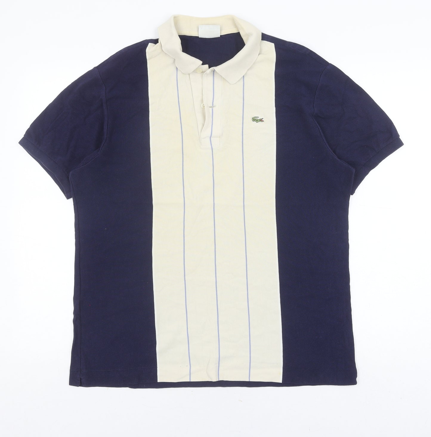 Lacoste Men's Blue Striped Cotton Polo, Size L