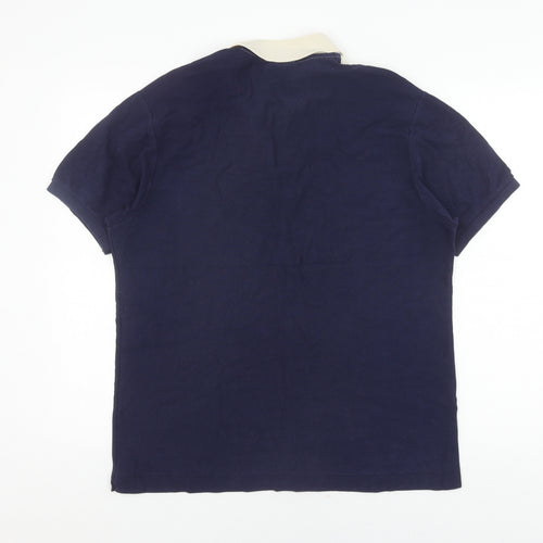 Lacoste Men's Blue Striped Cotton Polo, Size L