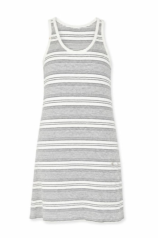 Front view of Gap Women's Black White Striped Tank Dress L