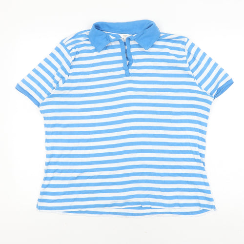 Cotton Traders Women's Blue Striped Polo Shirt Size 20