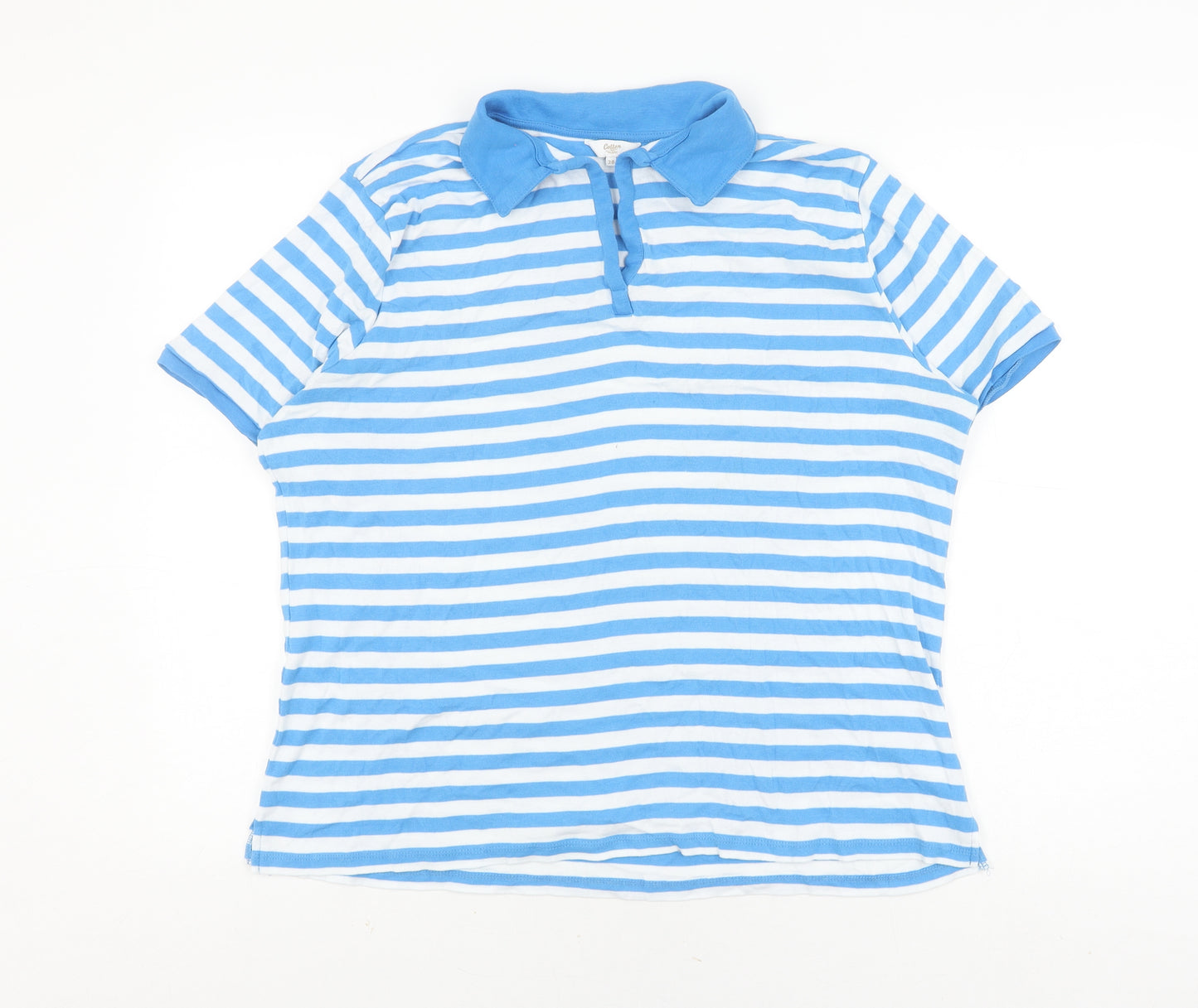 Cotton Traders Women's Blue Striped Polo Shirt Size 20