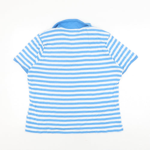 Cotton Traders Women's Blue Striped Polo Shirt Size 20