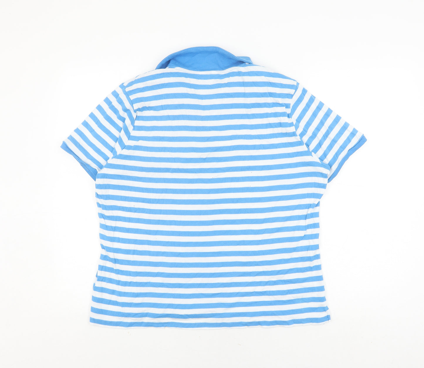 Cotton Traders Women's Blue Striped Polo Shirt Size 20