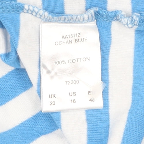 Cotton Traders Women's Blue Striped Polo Shirt Size 20