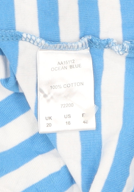 Cotton Traders Women's Blue Striped Polo Shirt Size 20