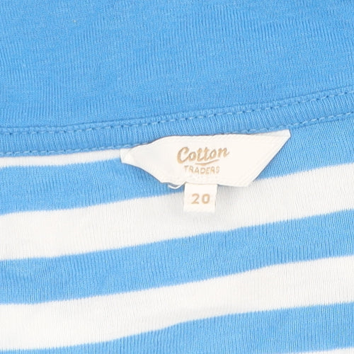 Cotton Traders Women's Blue Striped Polo Shirt Size 20