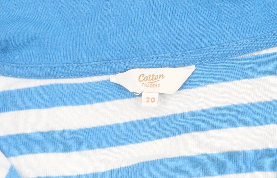 Cotton Traders Women's Blue Striped Polo Shirt Size 20