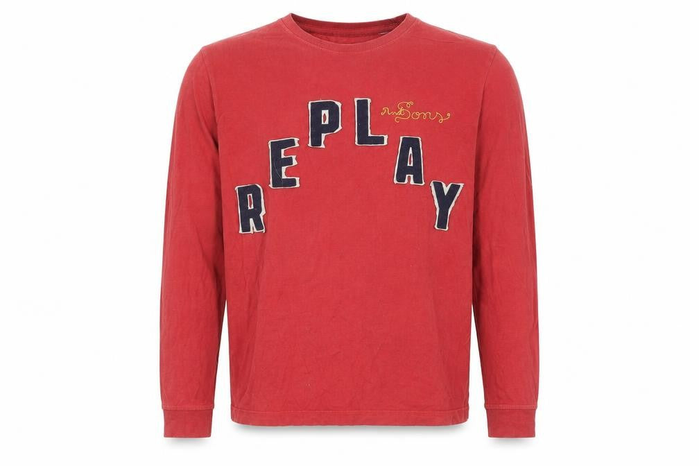 Front view of Replay and Sons Teens Red XL Pullover Logo Jumper