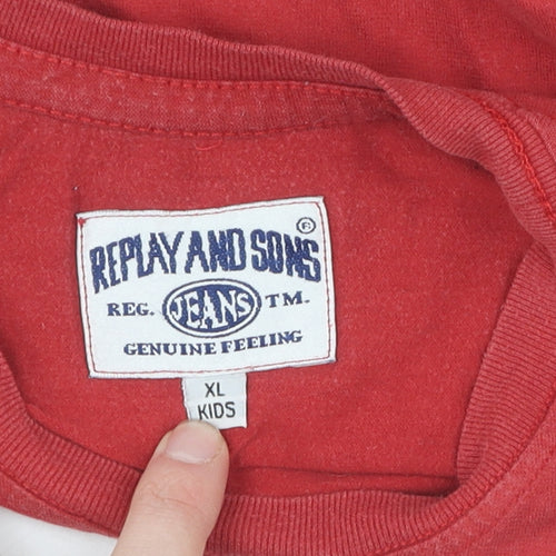 Replay and Sons Teens Red XL Pullover Logo Jumper