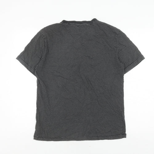 GAP Men's Black Striped V-Neck T-Shirt, Size M