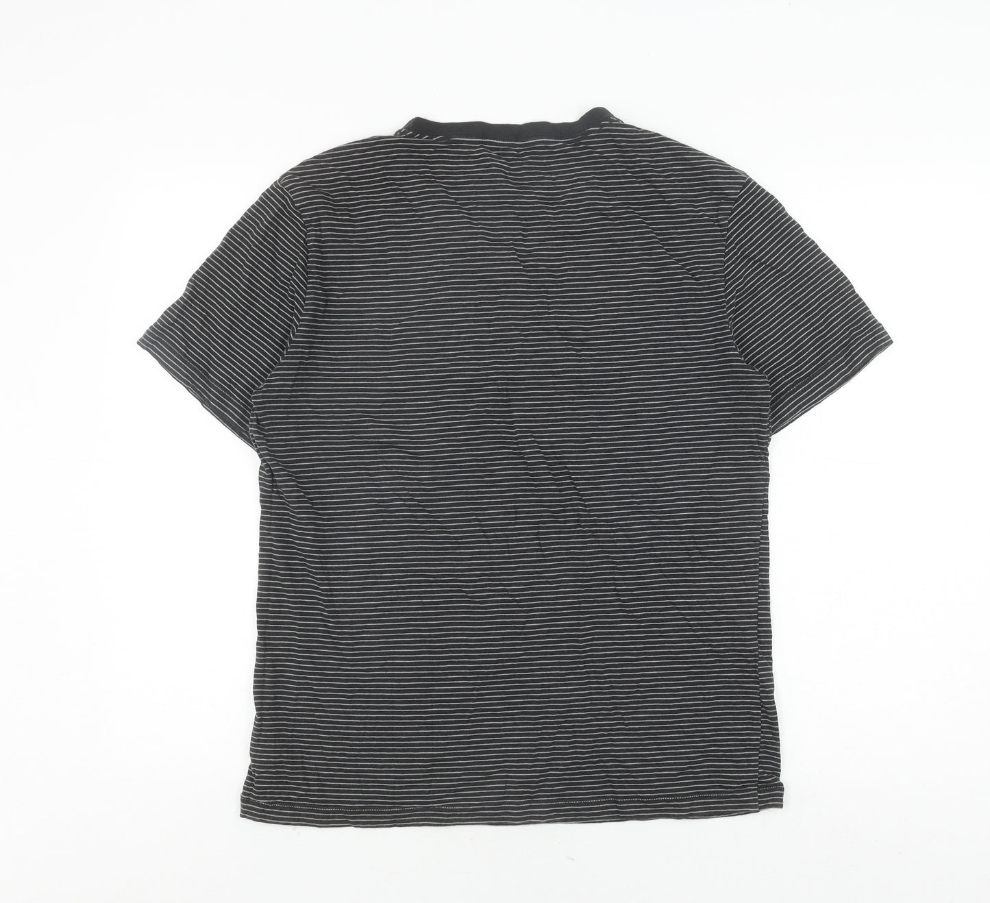 GAP Men's Black Striped V-Neck T-Shirt, Size M