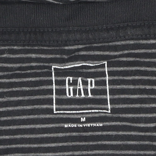 GAP Men's Black Striped V-Neck T-Shirt, Size M