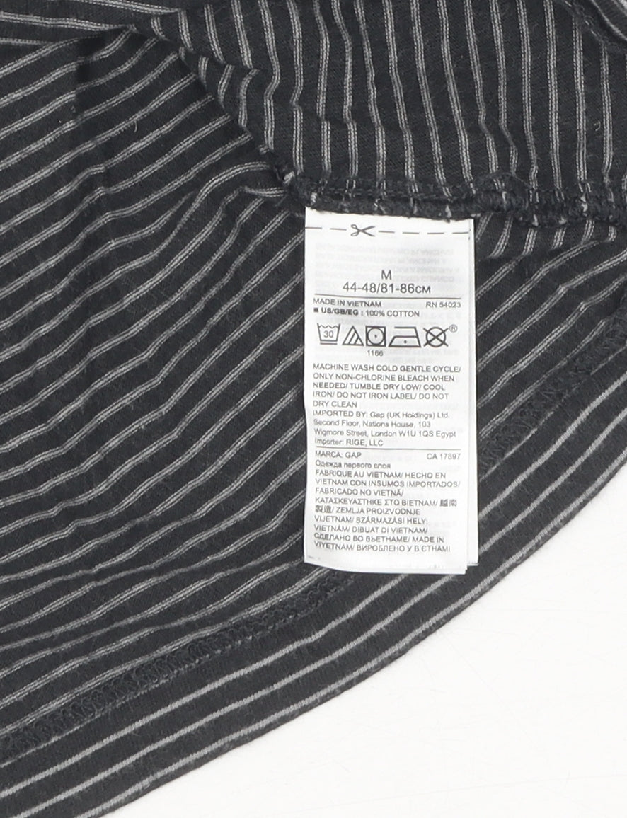 GAP Men's Black Striped V-Neck T-Shirt, Size M