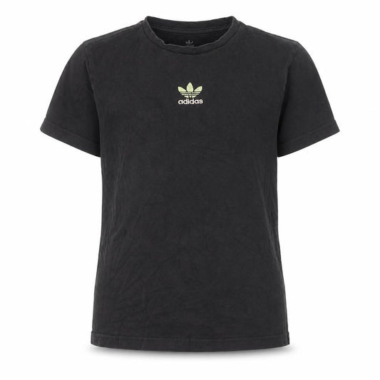 Front view of Adidas unisex kids black graphic print t-shirt 11-12 years