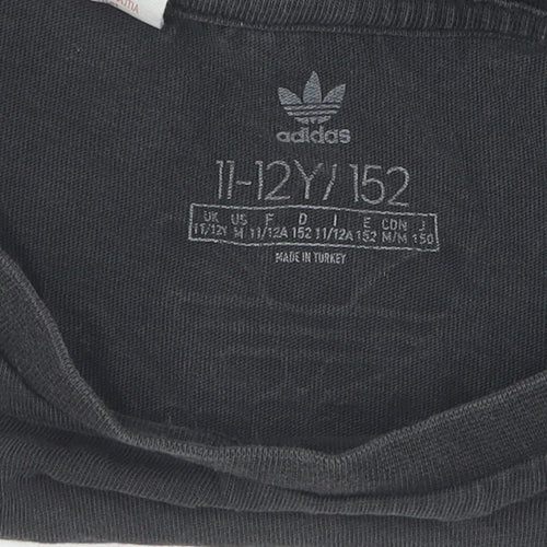 Adidas Unisex Kids Black Graphic Print T-Shirt 11-12 Years