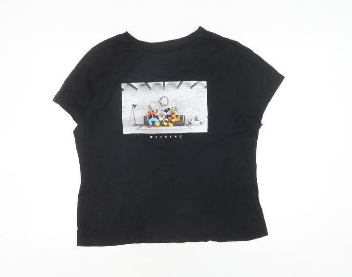 Disney Unisex Adults Black L Mickey T-Shirt