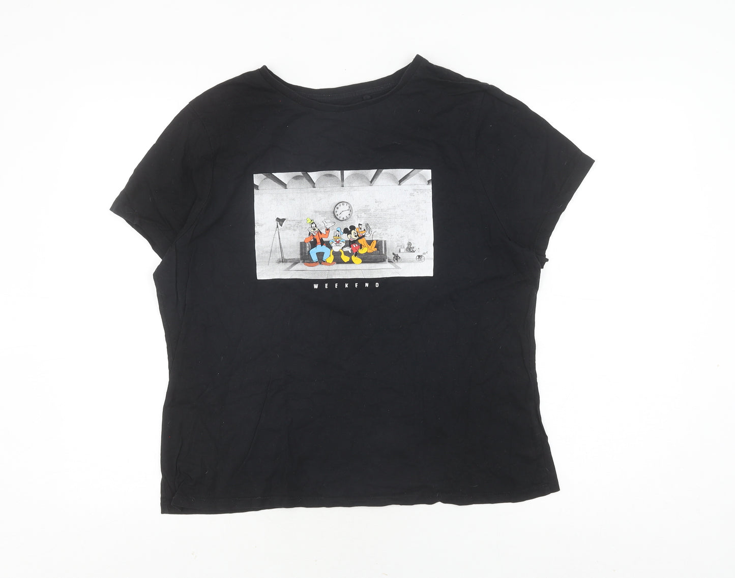 Disney Unisex Adults Black L Mickey T-Shirt