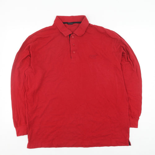 Cotton Traders Men's Red Henley Sweatshirt L