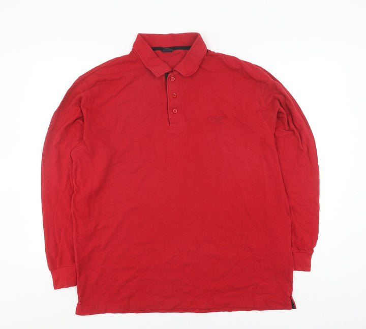 Cotton Traders Men's Red Henley Sweatshirt L