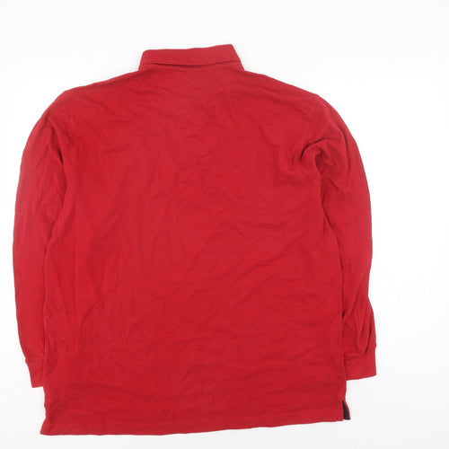 Cotton Traders Men's Red Henley Sweatshirt L